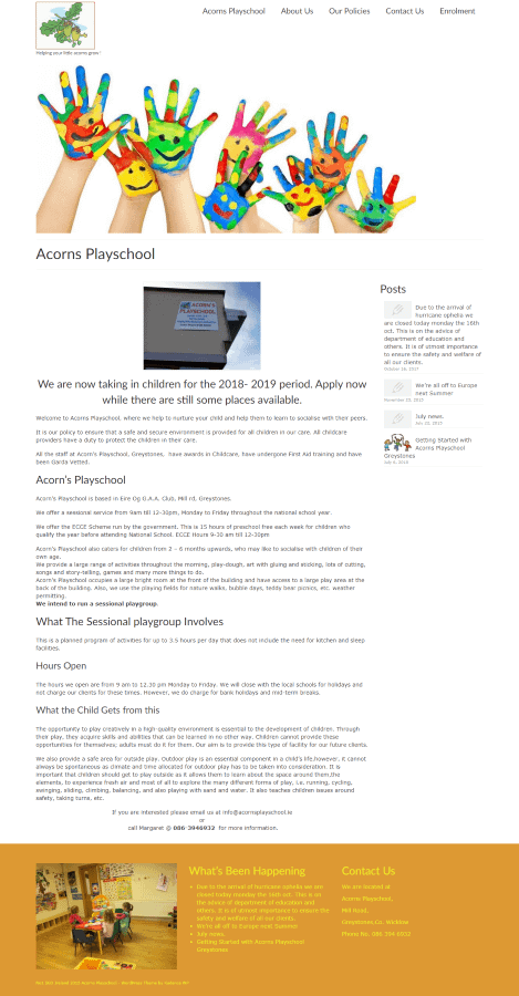 WEB DESIGN 9 Acorns Playschool Greystones 900