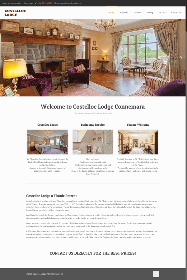 WEB DESIGN 3 Connemara Luxury Rental five star Costelloe Lodge 900